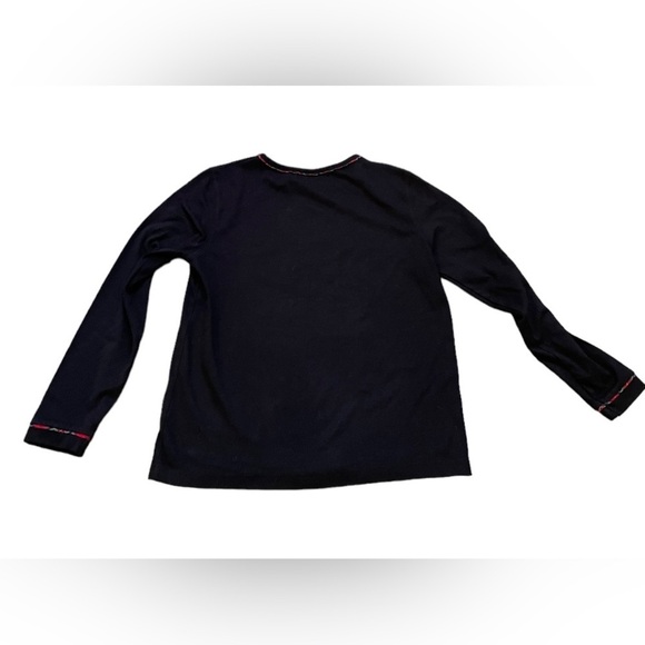 Hampshire Studios Snow women’s long sleeve black Santa Holiday Shirt size PS - Picture 2 of 6